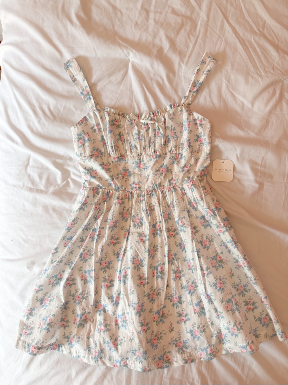 Altar’d State White And Pink Isa Floral Mini Dress Size Small